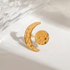 Modern Hammered Geometric Sun And Moon Adjustable Opening Electroplated Titanium Steel Nonfading Women's Ring