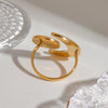 Modern Hammered Geometric Sun And Moon Adjustable Opening Electroplated Titanium Steel Nonfading Women's Ring