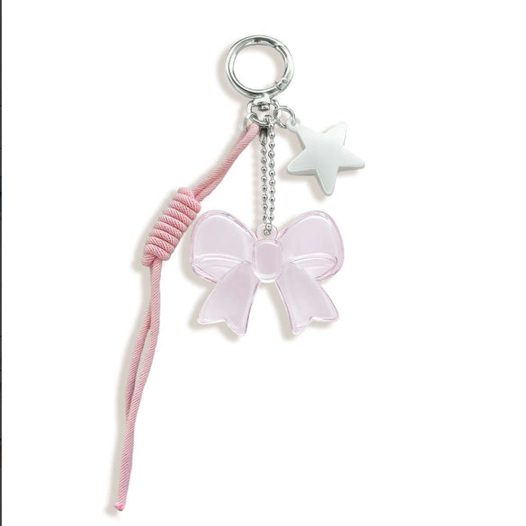 Modern Minimalist Copper Five Pointed Star Pendant Keychain With Pink Rope Sweet Fresh Style For Gift And Award Commemoration