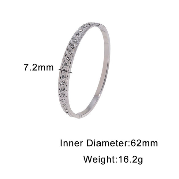 Modern Minimalist Geometric Stainless Steel Bracelet With Gold Electroplated Finish And Diamond Accented Light Luxury Style