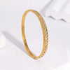 Modern Minimalist Geometric Stainless Steel Bracelet With Gold Electroplated Finish And Diamond Accented Light Luxury Style