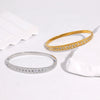 Modern Minimalist Geometric Stainless Steel Bracelet With Gold Electroplated Finish And Diamond Accented Light Luxury Style