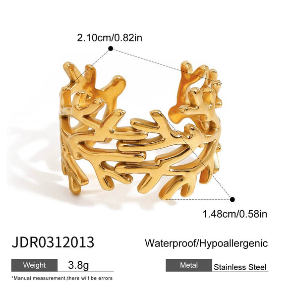 Modern Minimalist Smooth Branch Hollow Geometric Stainless Steel Electroplated Allmatch Jewelry
