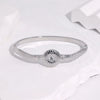 Modern Minimalist Stainless Steel Bracelet For Women With Gold Electroplated Striped Geometric Round Design