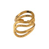 Modern Minimalist Stainless Steel Open Ring With Irregular Geometric Line Texture And 18K Gold Electroplated Finish For Women
