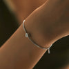 Modern Simple Chain Bracelet In S925 Sterling Silver With Single Diamond And Gem Inlaid For Women