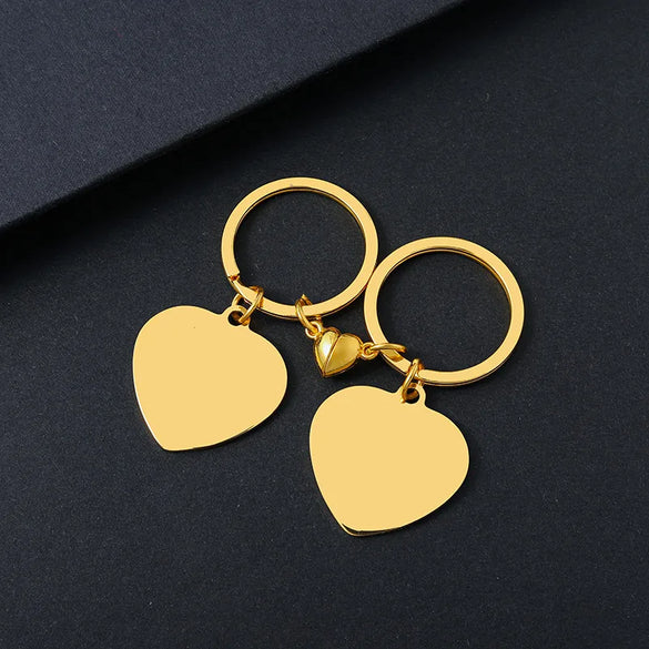 Modern Style Classic Style Customization Laser Engraving Heart Shape 201 Stainless Steel Plating Unisex Bag Pendant Keychain