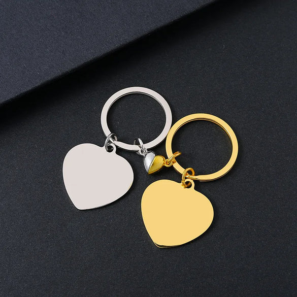 Modern Style Classic Style Customization Laser Engraving Heart Shape 201 Stainless Steel Plating Unisex Bag Pendant Keychain