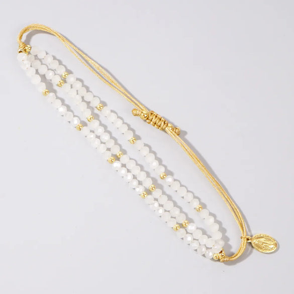 Modern Style Classic Style Geometric Artificial Crystal Rope Wholesale Drawstring Bracelets