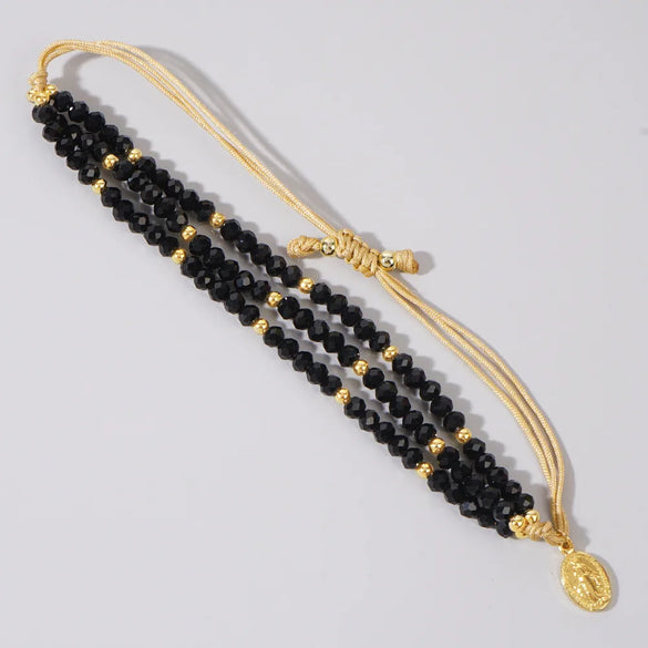 Modern Style Classic Style Geometric Artificial Crystal Rope Wholesale Drawstring Bracelets