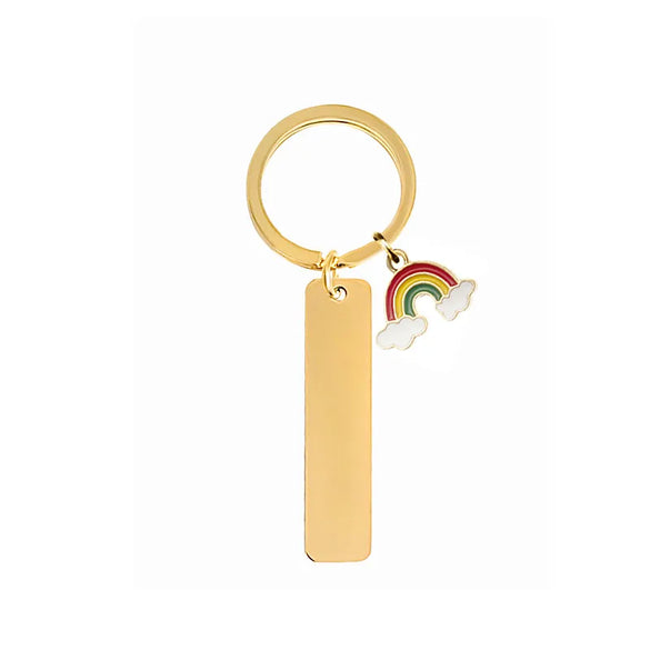 Modern Style Classic Style Rainbow Customization Laser Engraving 201 Stainless Steel Plating Unisex Bag Pendant Keychain