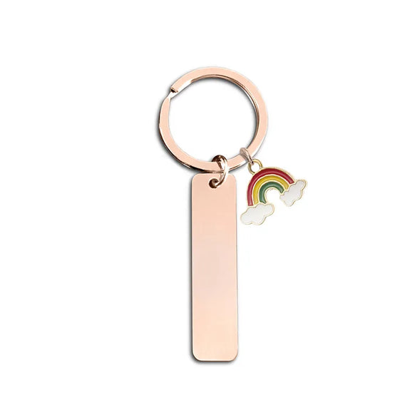Modern Style Classic Style Rainbow Customization Laser Engraving 201 Stainless Steel Plating Unisex Bag Pendant Keychain