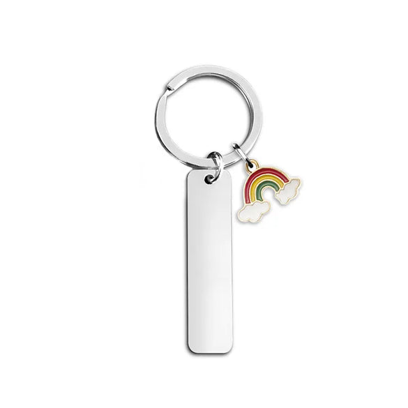 Modern Style Classic Style Rainbow Customization Laser Engraving 201 Stainless Steel Plating Unisex Bag Pendant Keychain