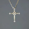 Modern Style Cross Sterling Silver Plating Inlay Artificial Gemstones 14k Gold Plated Pendant Necklace