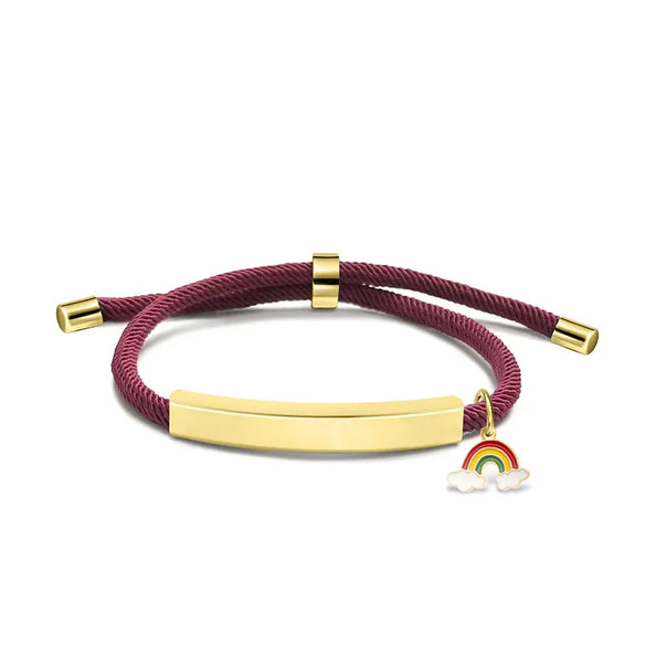 Modern Style Geometric Rainbow Customization Laser Engraving 201 Stainless Steel Rope Cord String String Bracelets Wholesale