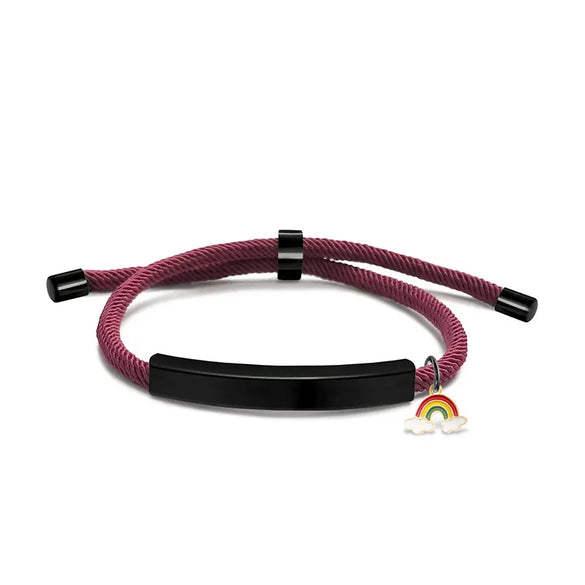 Modern Style Geometric Rainbow Customization Laser Engraving 201 Stainless Steel Rope Cord String String Bracelets Wholesale