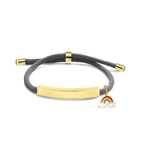 Modern Style Geometric Rainbow Customization Laser Engraving 201 Stainless Steel Rope Cord String String Bracelets Wholesale