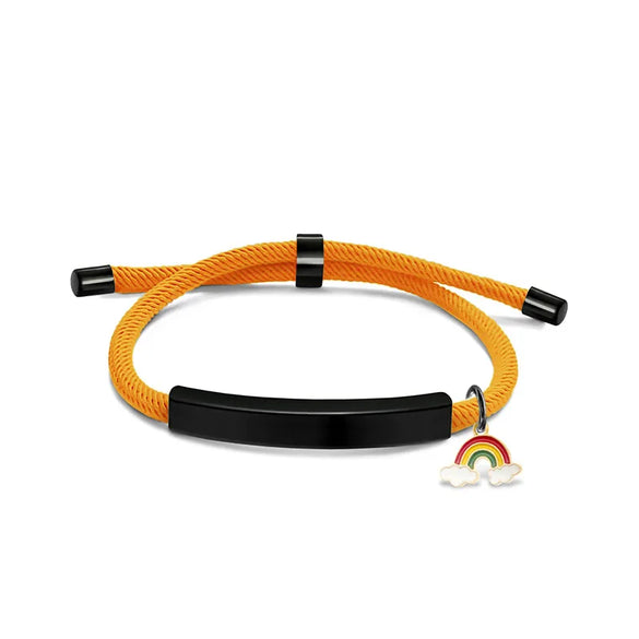 Modern Style Geometric Rainbow Customization Laser Engraving 201 Stainless Steel Rope Cord String String Bracelets Wholesale