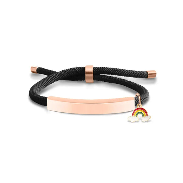 Modern Style Geometric Rainbow Customization Laser Engraving 201 Stainless Steel Rope Cord String String Bracelets Wholesale