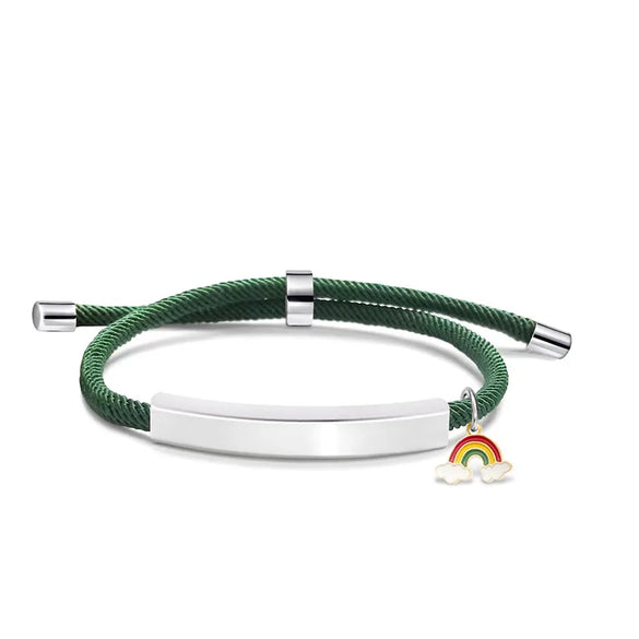 Modern Style Geometric Rainbow Customization Laser Engraving 201 Stainless Steel Rope Cord String String Bracelets Wholesale