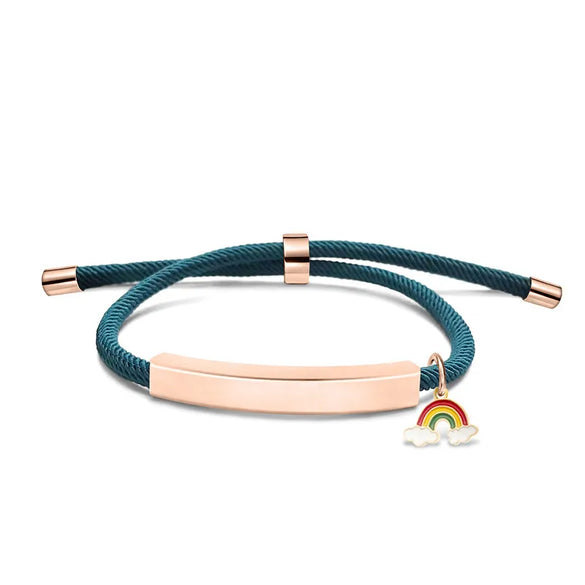 Modern Style Geometric Rainbow Customization Laser Engraving 201 Stainless Steel Rope Cord String String Bracelets Wholesale