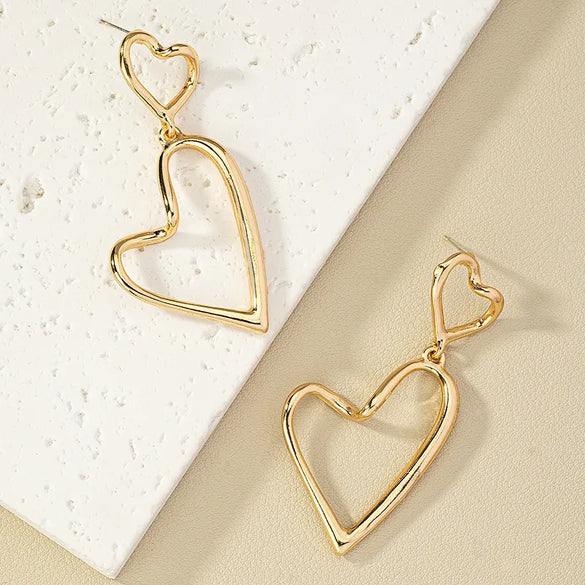 Modern Style Heart Shape Alloy Women'S Drop Earrings