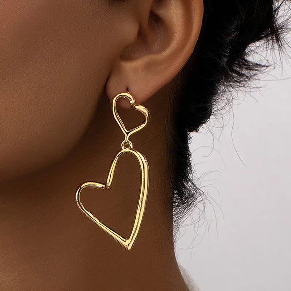 Modern Style Heart Shape Alloy Women'S Drop Earrings