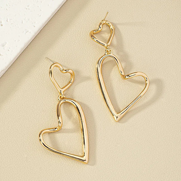 Modern Style Heart Shape Alloy Women'S Drop Earrings