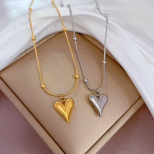 Stainless Steel Modern Style Plating Heart Shape Pendant Necklace