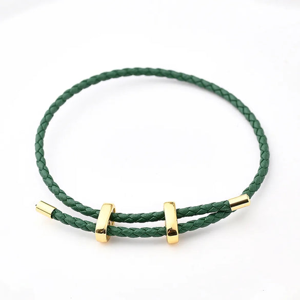 Modern Style Simple Style Oval Simple Solid Color 18K Gold Plated Microfiber Leather Rope Copper Wholesale Jewelry Accessories