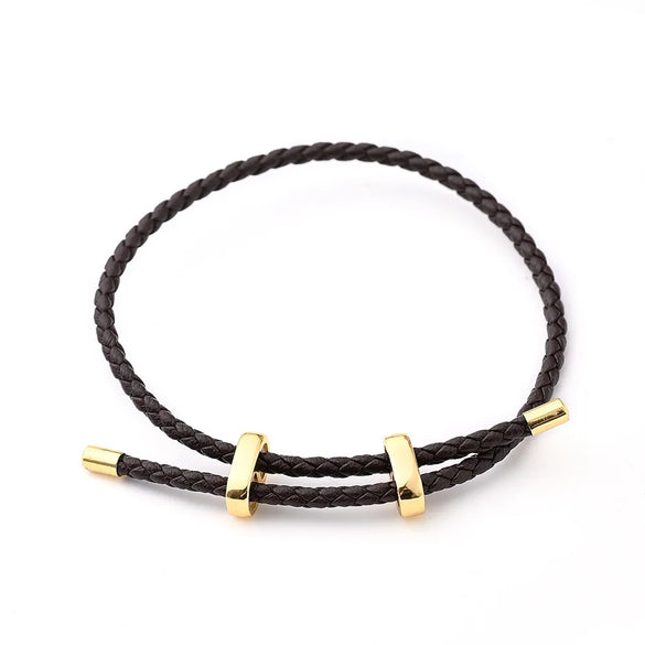 Modern Style Simple Style Oval Simple Solid Color 18K Gold Plated Microfiber Leather Rope Copper Wholesale Jewelry Accessories