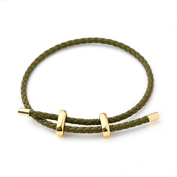 Modern Style Simple Style Oval Simple Solid Color 18K Gold Plated Microfiber Leather Rope Copper Wholesale Jewelry Accessories