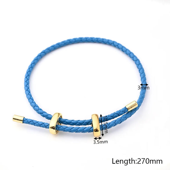 Modern Style Simple Style Oval Simple Solid Color 18K Gold Plated Microfiber Leather Rope Copper Wholesale Jewelry Accessories