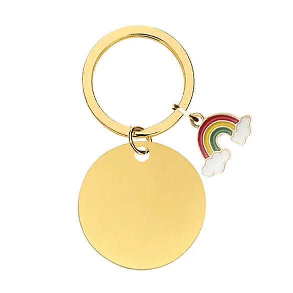 Modern Style Simple Style Rainbow Customization Laser Engraving 201 Stainless Steel Plating Unisex Bag Pendant Keychain