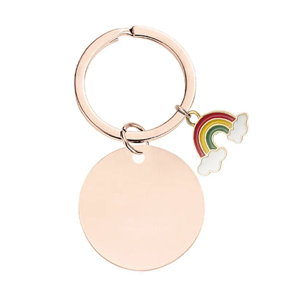 Modern Style Simple Style Rainbow Customization Laser Engraving 201 Stainless Steel Plating Unisex Bag Pendant Keychain