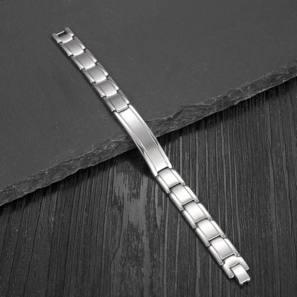 Modern Style Simple Style Solid Color 304 Stainless Steel Men'S ID Bracelet