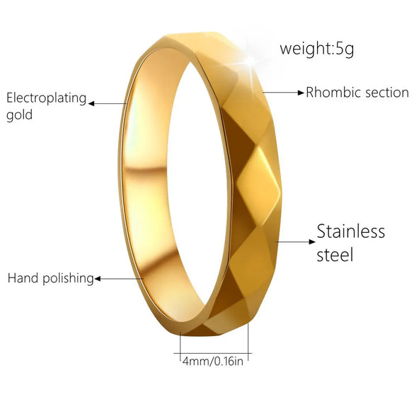 Modern Style Simple Style Solid Color 304 Stainless Steel Plating Gold Plated Women'S Rings