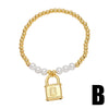 Modern Style Simple Style Star Heart Shape Lock 18K Gold Plated Artificial Pearl Copper Wholesale Bracelets