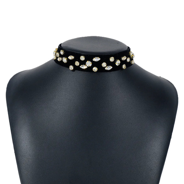 Wholesale Jewelry Modern Style Sweet Simple Style Pearl Rhinestone Flannel Iron Choker