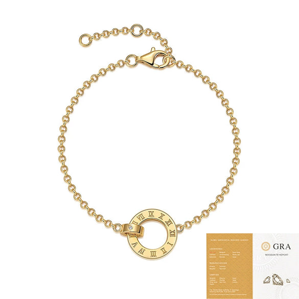 Moissanite Bracelet 925 Silver 18K Gold Plated Cross Jewelry