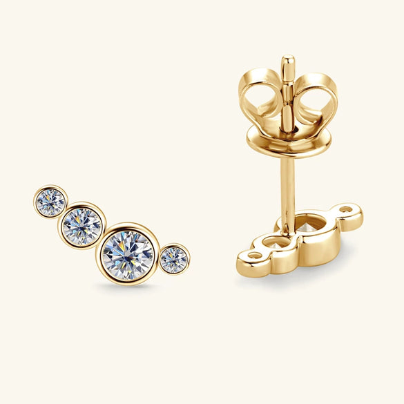 Moissanite Earrings S925 Silver Geometric High Sense Design Electroplating For Women