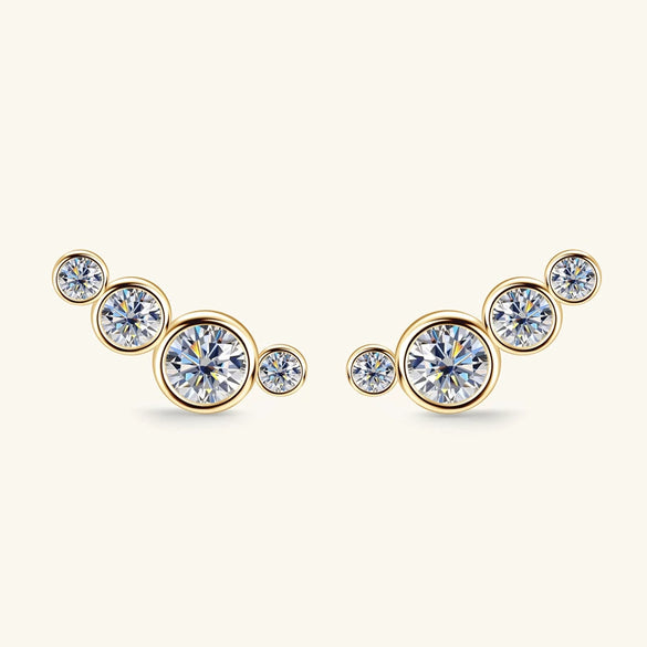 Moissanite Earrings S925 Silver Geometric High Sense Design Electroplating For Women
