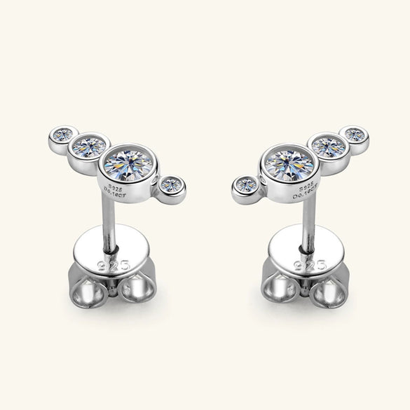 Moissanite Earrings S925 Silver Geometric High Sense Design Electroplating For Women