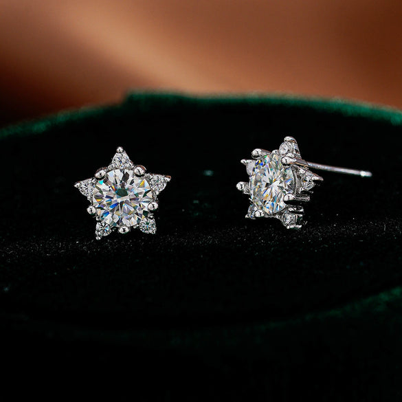 Moissanite Earrings S925 Silver Star Fashion Jewelry For Girls
