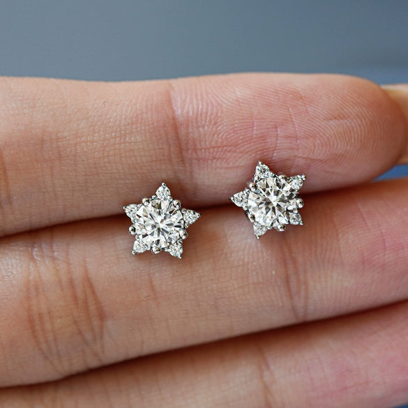 Moissanite Earrings S925 Silver Star Fashion Jewelry For Girls