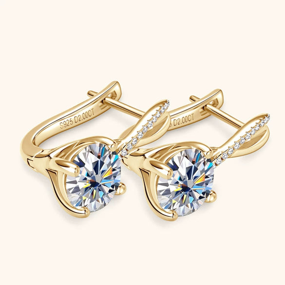 Moissanite Earrings S925 Sterling Silver Geometric High Sense Electroplating For Women