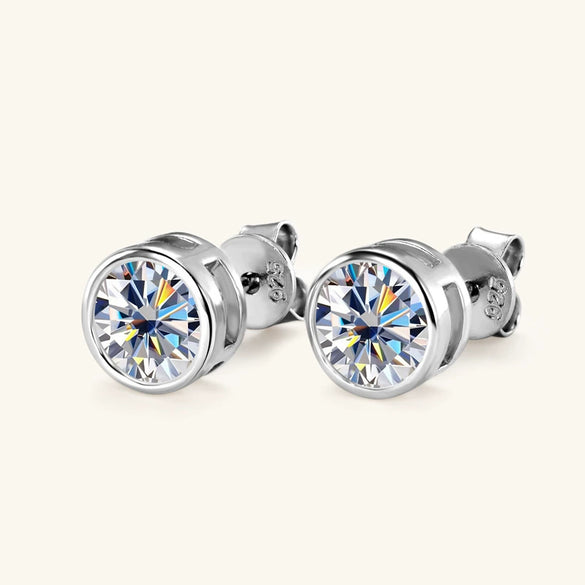 Moissanite Earrings Silver Geometric Electroplating For Girls High Sense