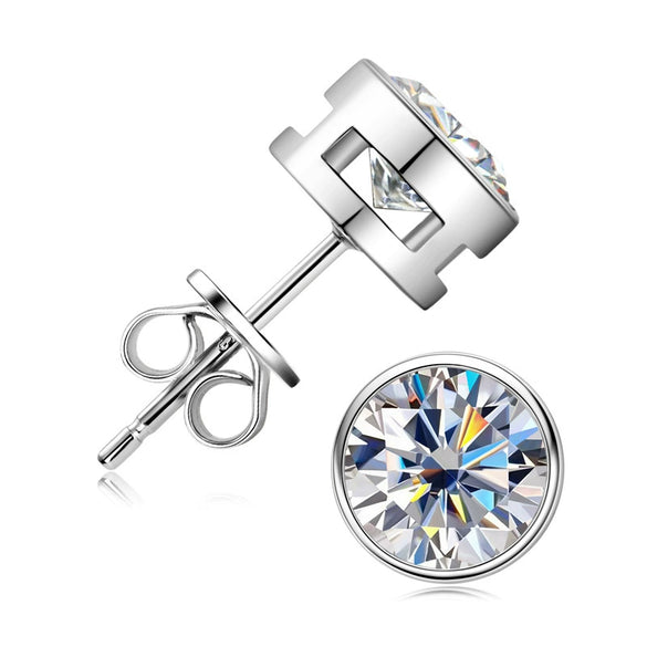 Moissanite Earrings Silver Geometric Electroplating For Girls High Sense
