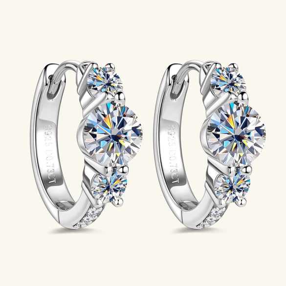 Moissanite Earrings Silver High Sense Geometric Electroplating Women's