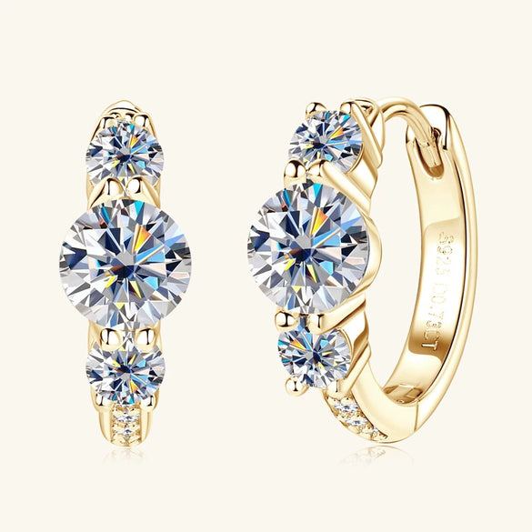 Moissanite Earrings Silver High Sense Geometric Electroplating Women's